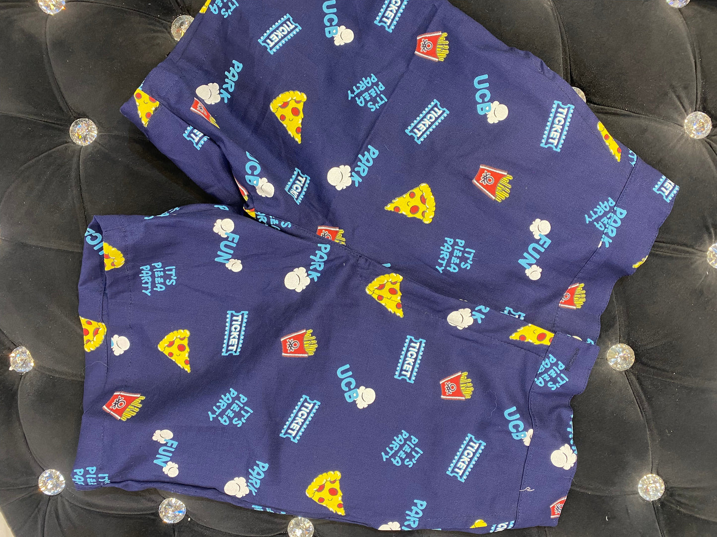 IMA Navy Blue Colour With Ticket UCB Pizza Print Important Shirt With Shorts Coord Set 298165