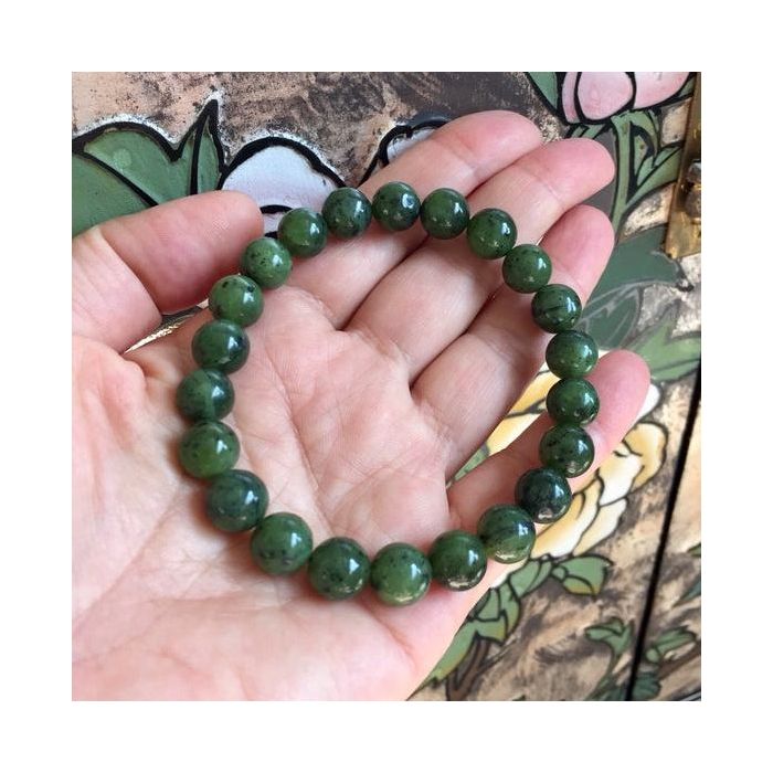 Jade Natural Stone Beads Unisex Bracelet