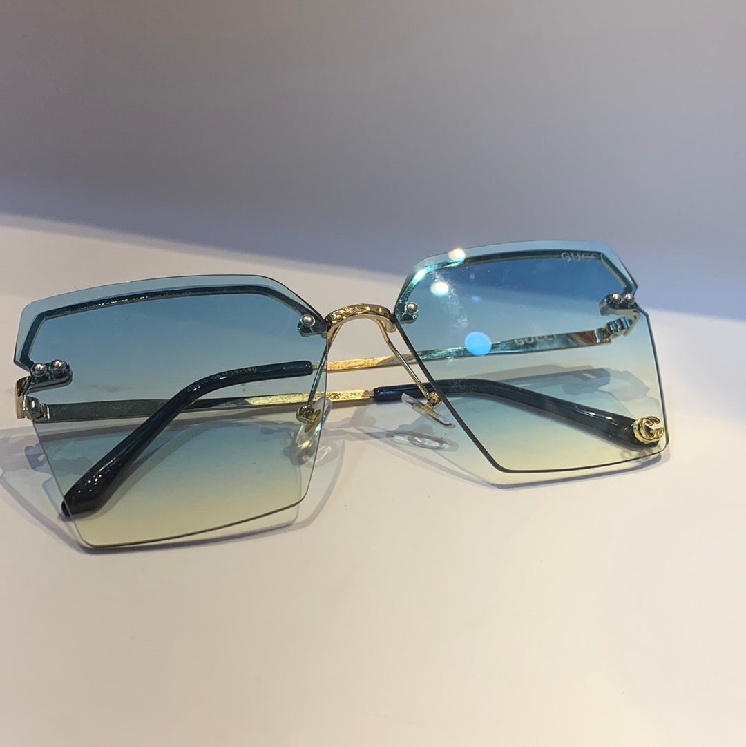 Cug Gold Blue Frame Sky Blue Shade Sunglass 20213 64 14-140
