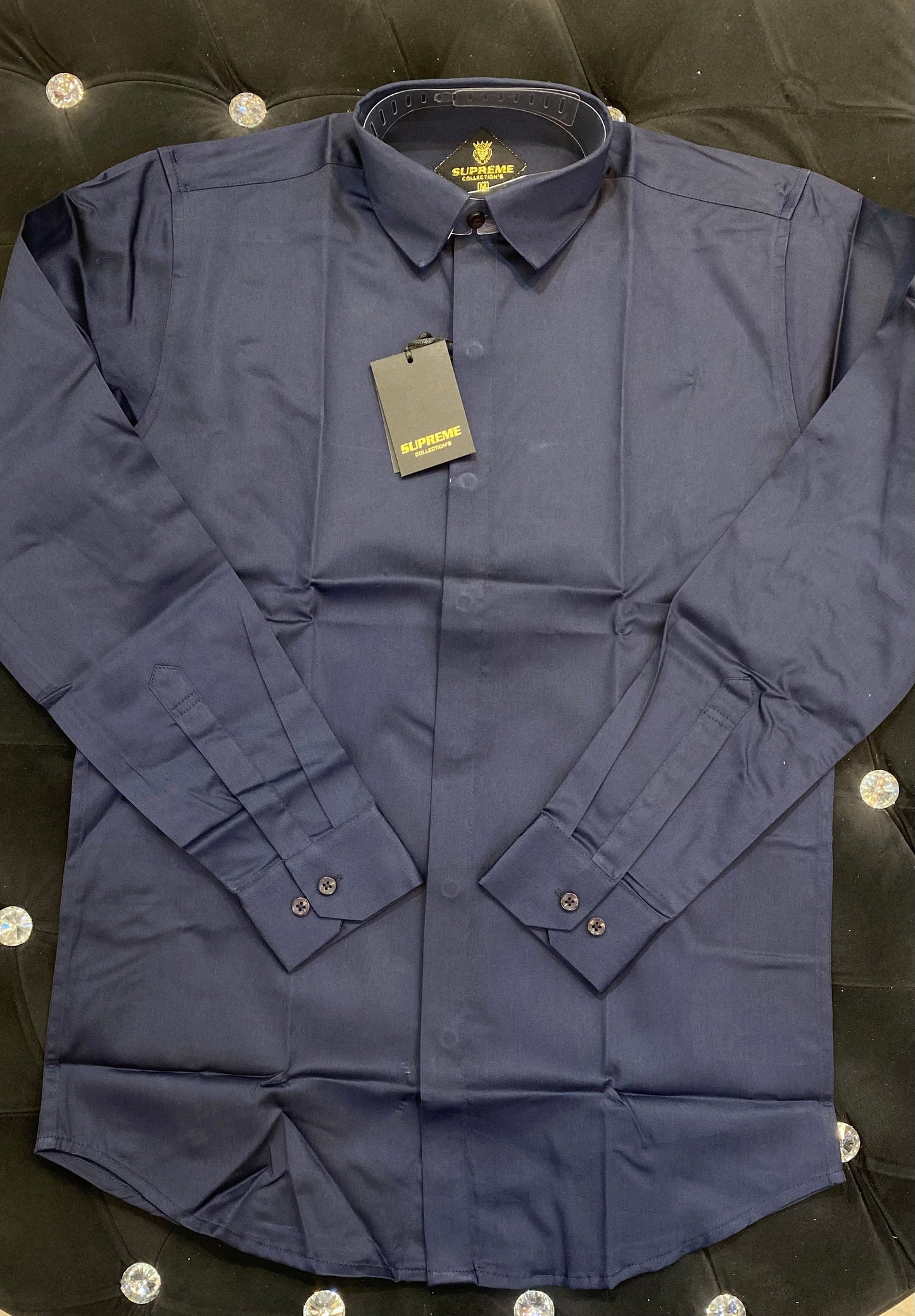 PUS Navy Blue Colour Lycra Cotton Full Sleeves Shirt 925003