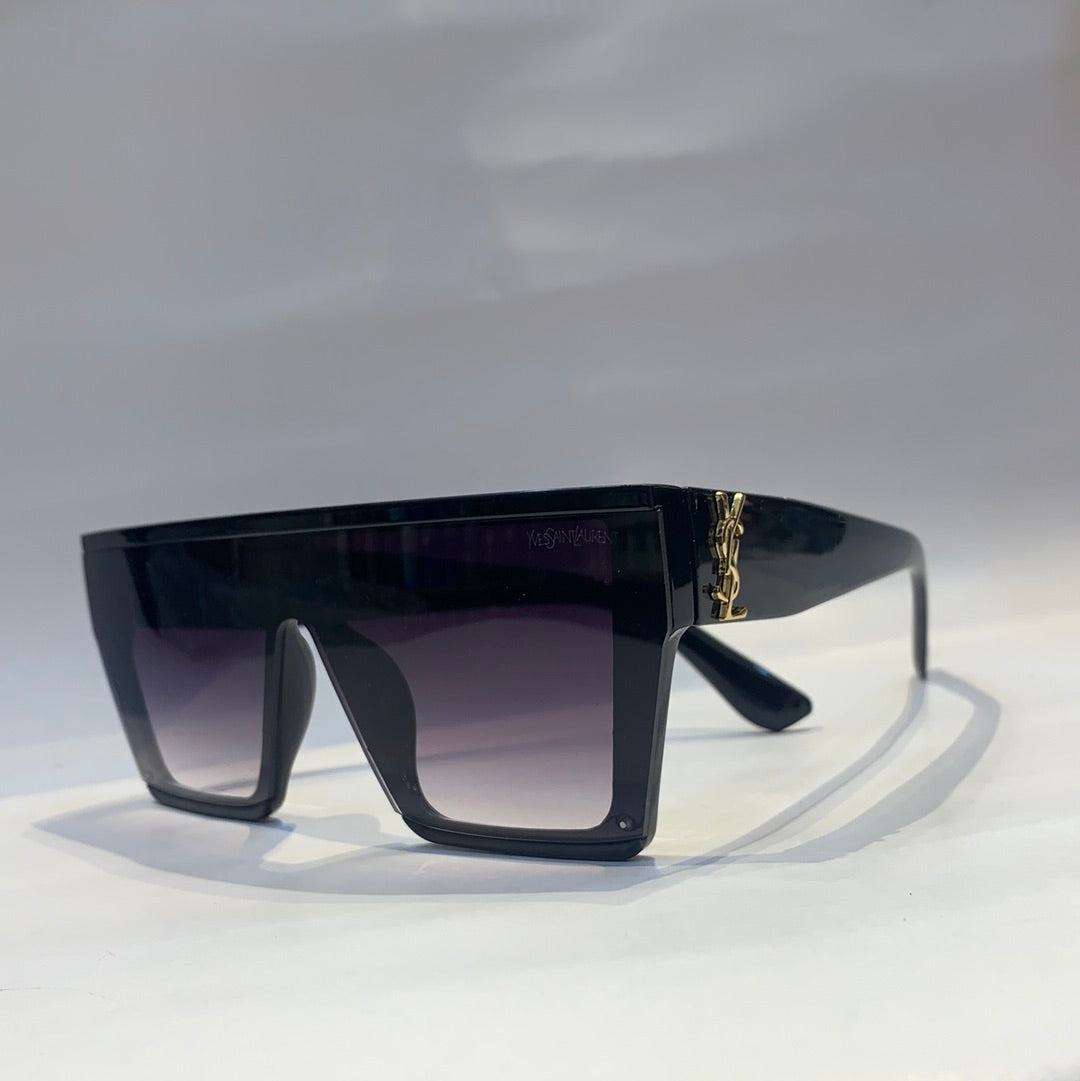 Yve evy Glossy Black Frame black Shade Unisex Sunglass CC245 57 16 145