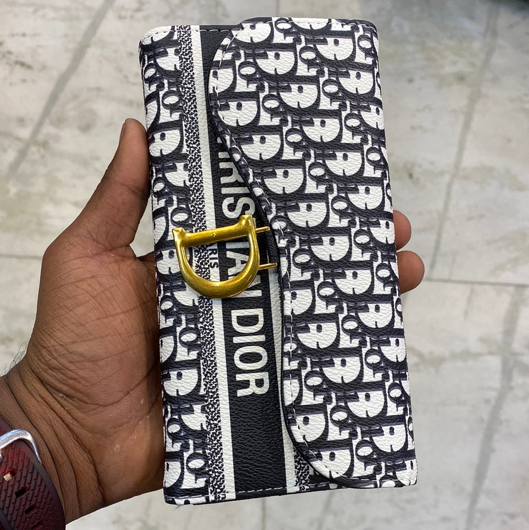 OID Black Colour Black White Print Three Fold Ladies Clutch 012092