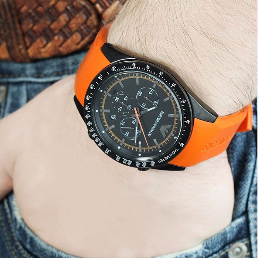 Mra Orange Silicone Strap Black Dial Men’s Watch 400586