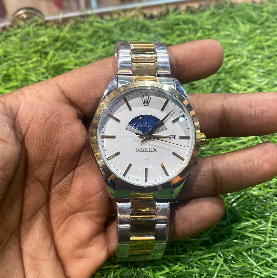 Lor Silver Gold Chain White Dial Man Watch 400435