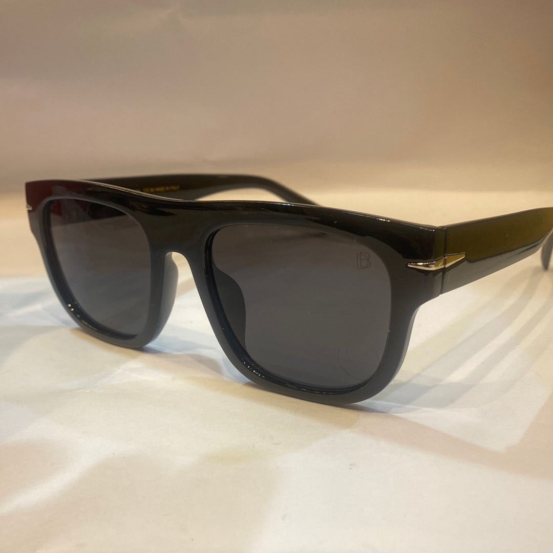 VID Glossy Black Frame Black Shade Unisex Sunglass B2206 60 15 145