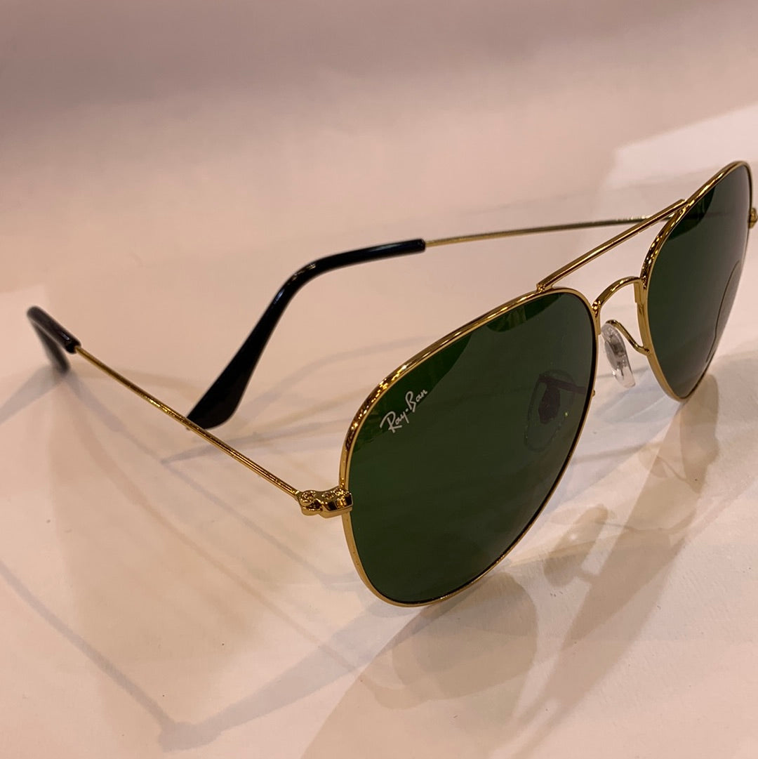 YAR RB Gold Frame Green Shade Unisex Aviator Sunglass RB 3025 58 14