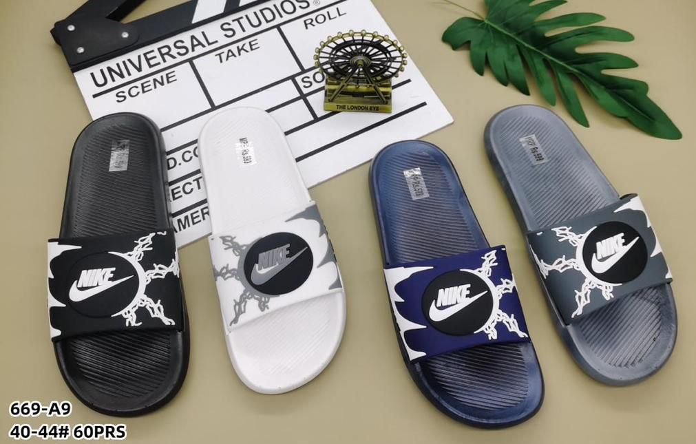 Kin Blue Colour White Print Style Plain Slipper Sliders 901089