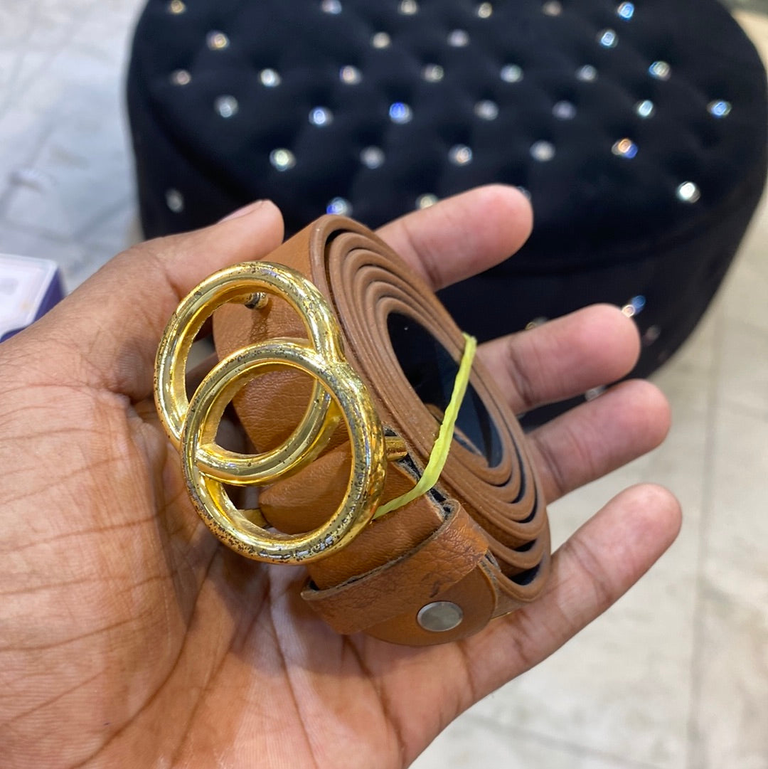 Brown Belt With Gold Buckle Ladies belt 12142