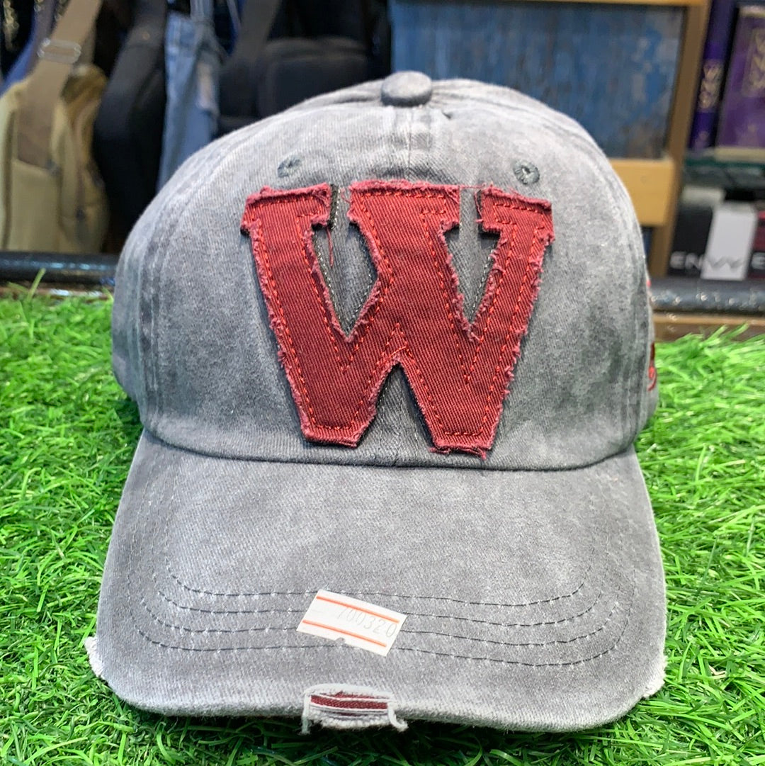 W Grey Red Cap