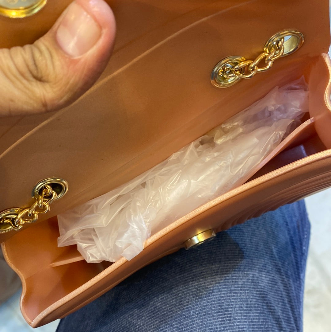 Peach Small Silicone Ladies Side Sling Hand Bag