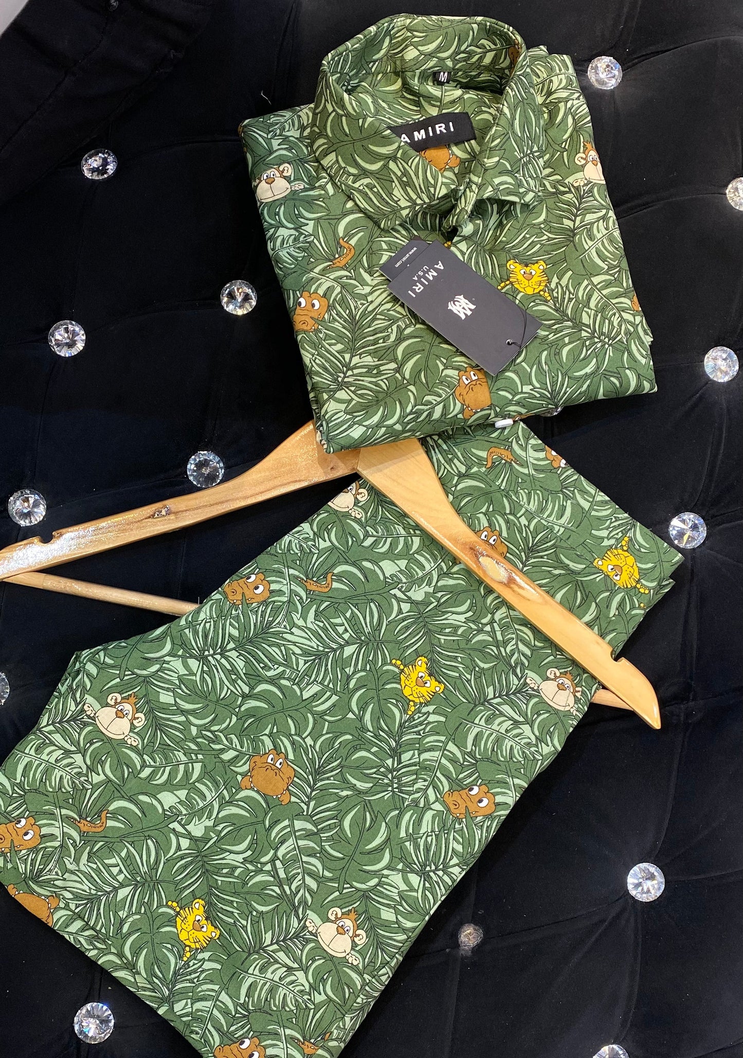 IMA Olive Green Colour With Jungle Lion Print Important Shirt With Shorts Coord Set 298167