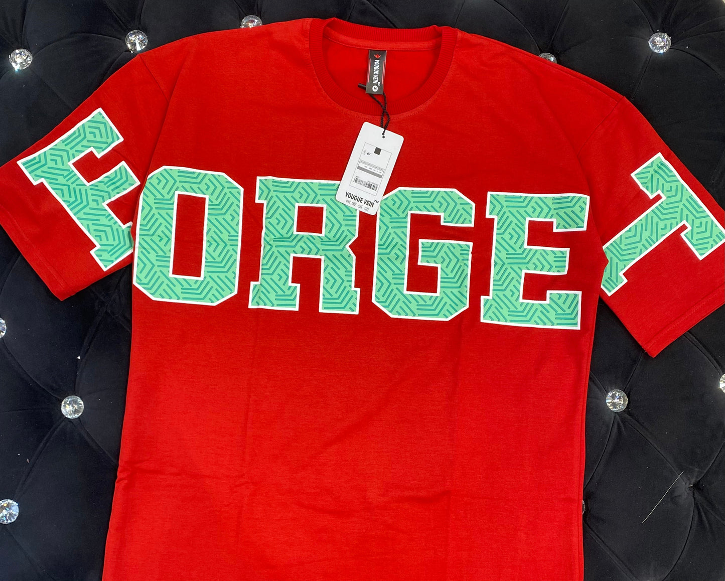 Forget Red Colour With Big Green Forget Print Half Sleeve TShirt 4262715