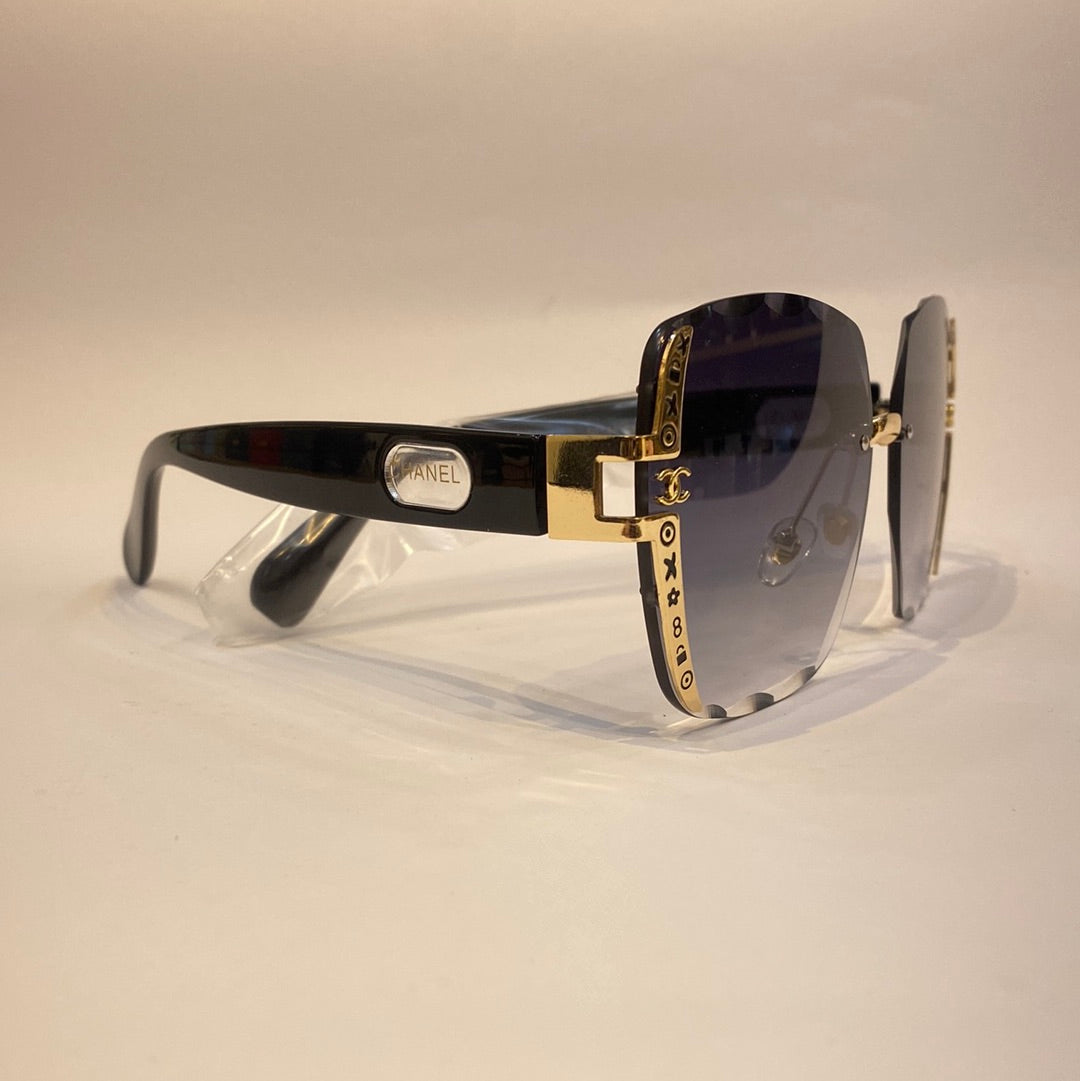 Ahc Golden Black Frame Blue Shade Sunglass 5814464 16-142