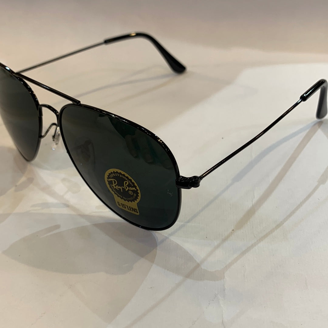 YAR RB Black Frame Black Shade Unisex Aviator Sunglass RB 3026 62 14-135