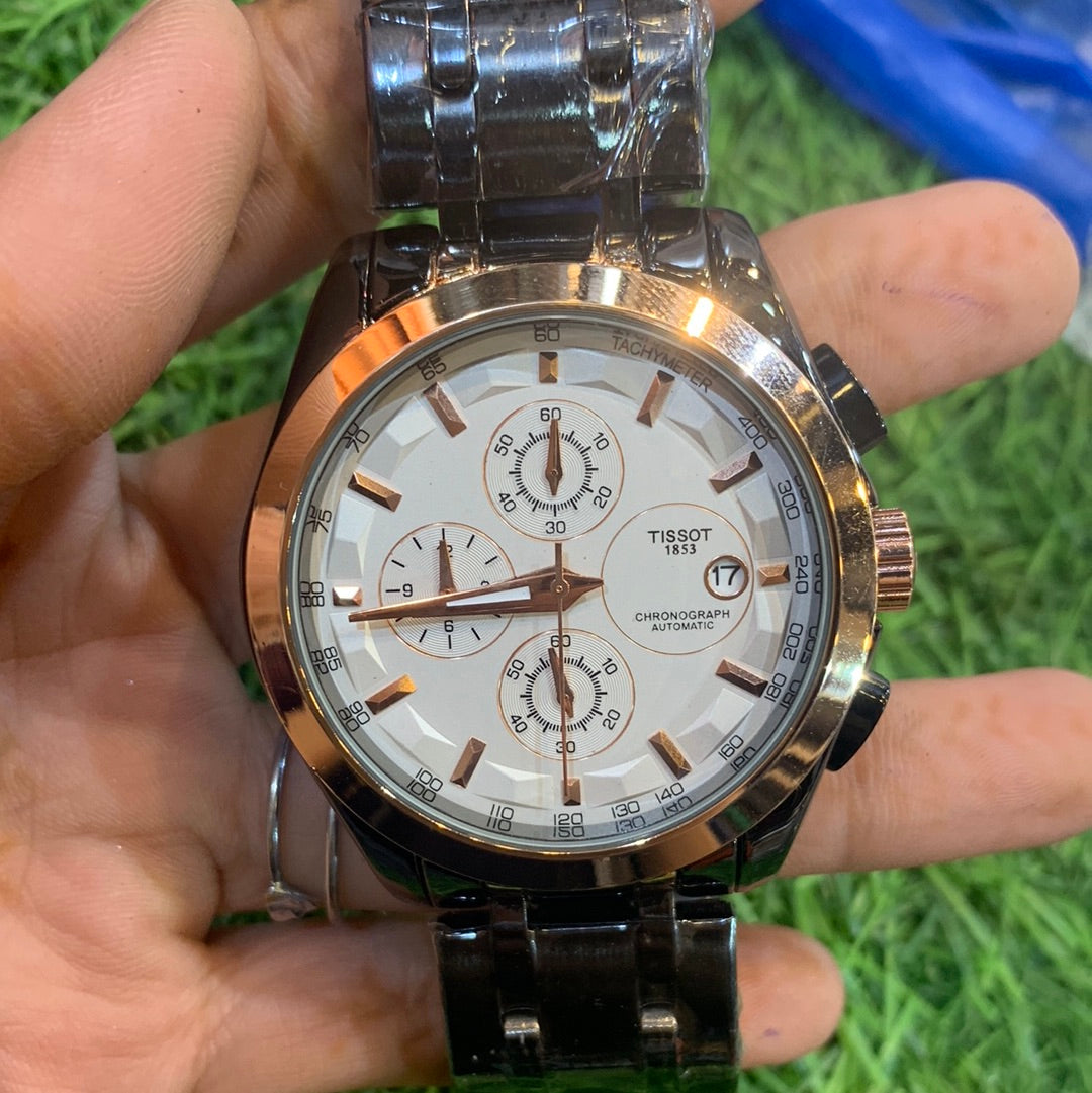 Sit black chain white copper dial Chrono working Men Watch 600154