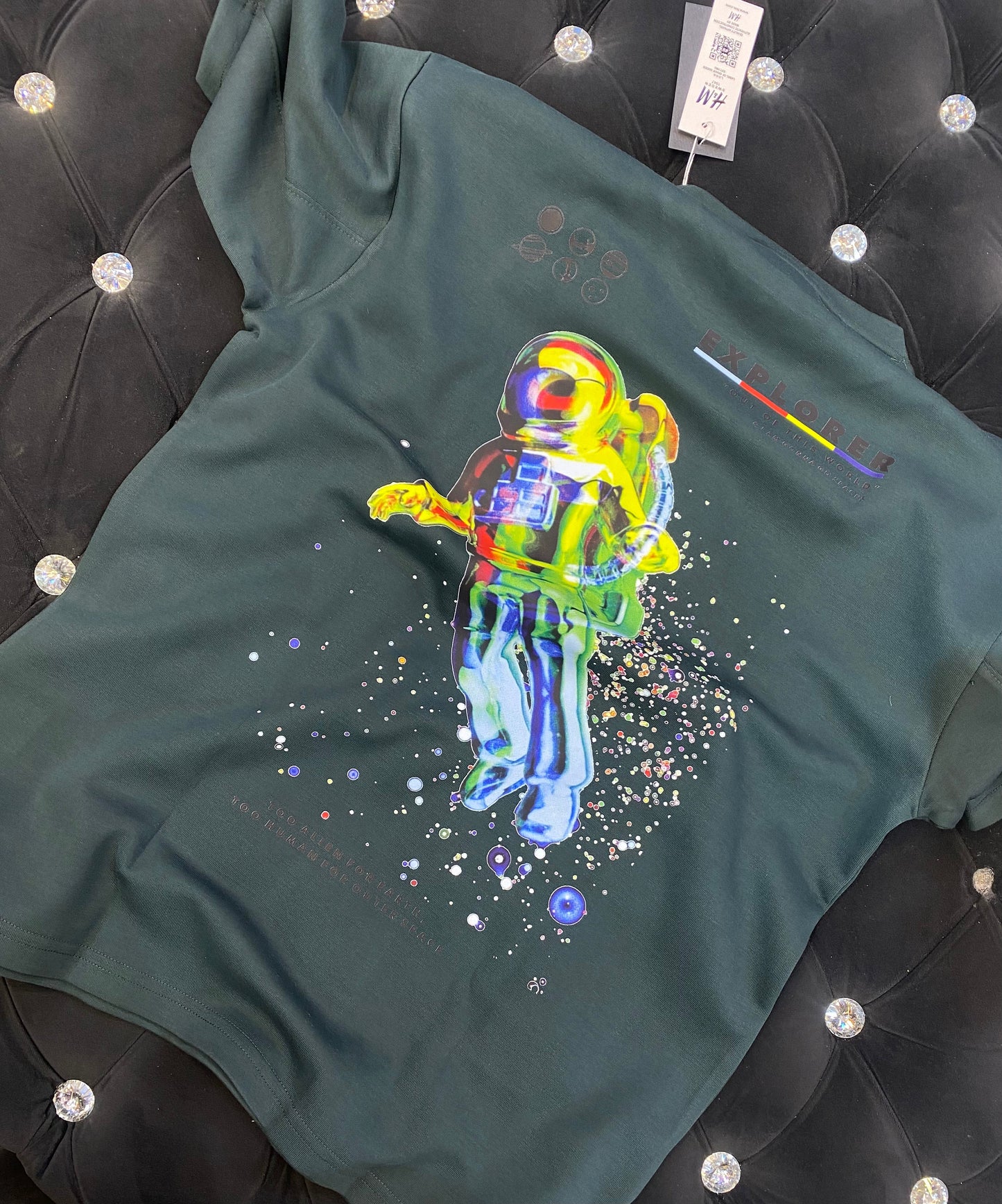 NASA Olive Green Colour With NASA Back Print Lycra Fabric Drop Shoulder TShirt 298143