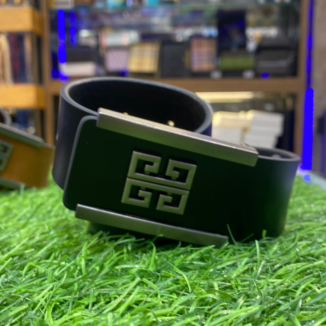 GIV VIG Black Brown Colour Sliver Buckle Genuine Leather Men’s Belt 9209