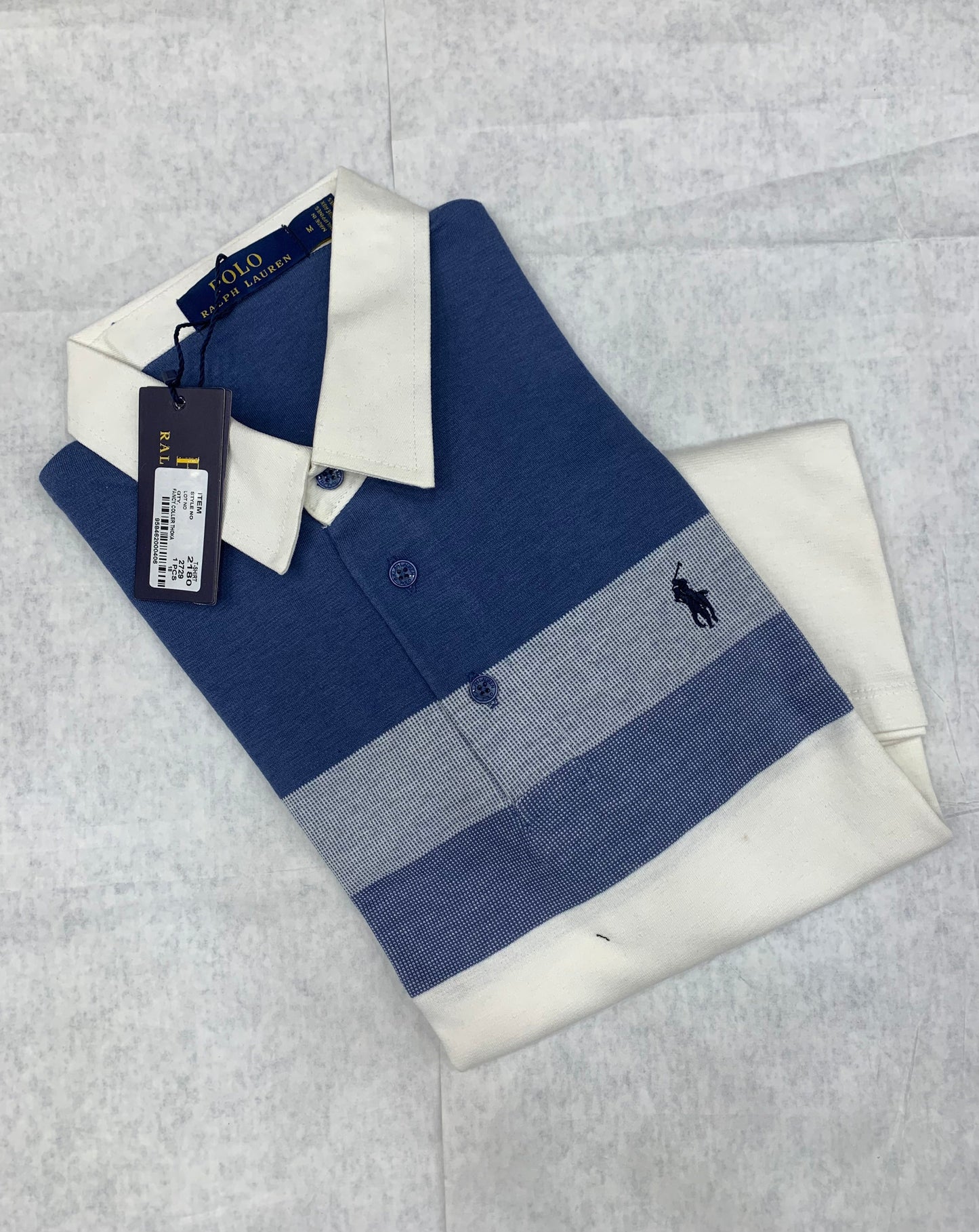 LOP Blue Colour With Front Print Embroidery Collar Tshirt 50207