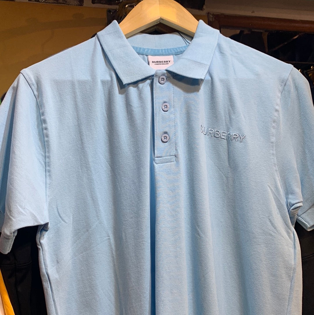 BUR Blue Colour Blue Bur logo Back Print Half Sleeves Collar TShirt 110229