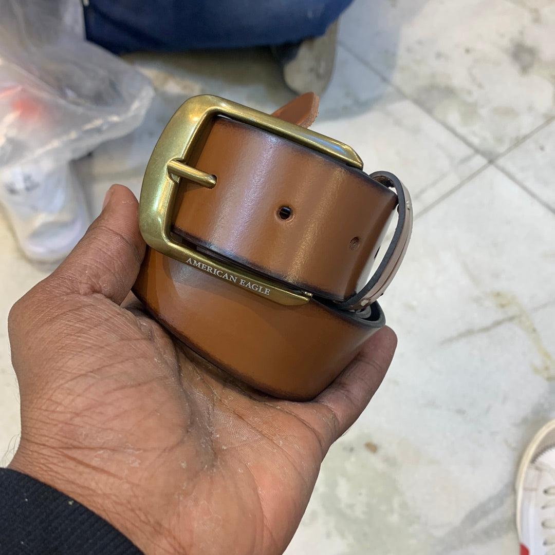 EMA Brown Colour Gold Sliver Buckle Genuine Leather Surplus Men’s Belt