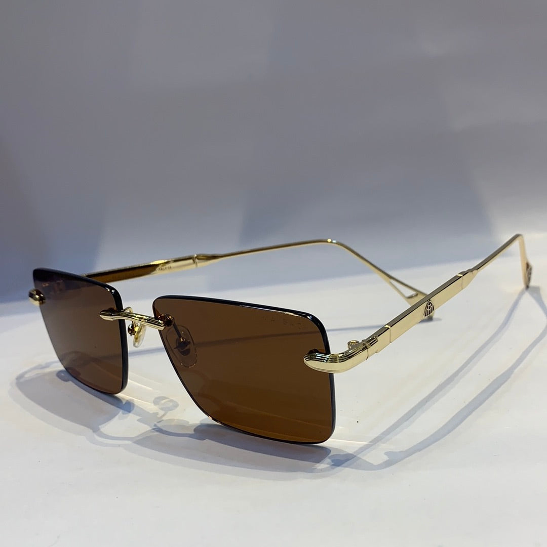 May yam glossy gold Frame brown Shade Unisex Sunglass Z304 59 17-145
