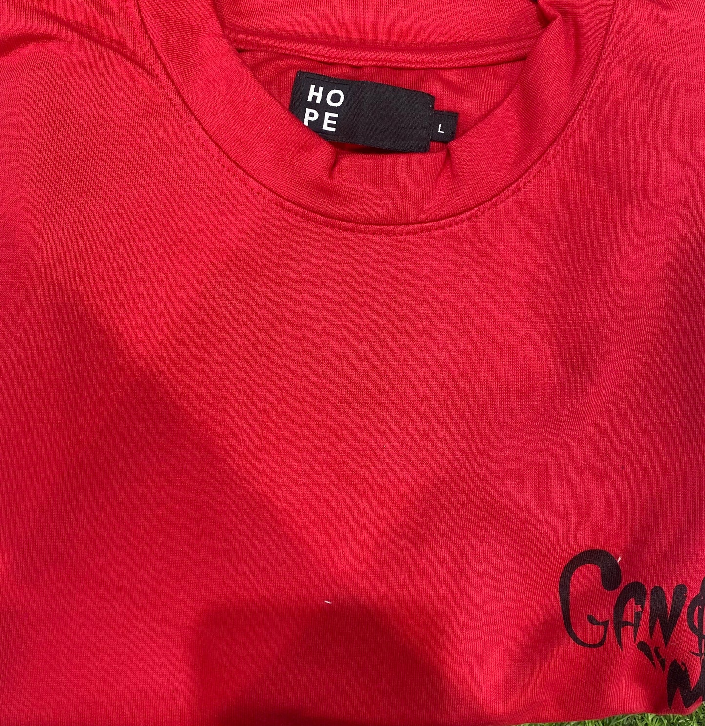 HOPE Red Colour With Ganster Made Back Print Drop Shoulder TShirt 108569