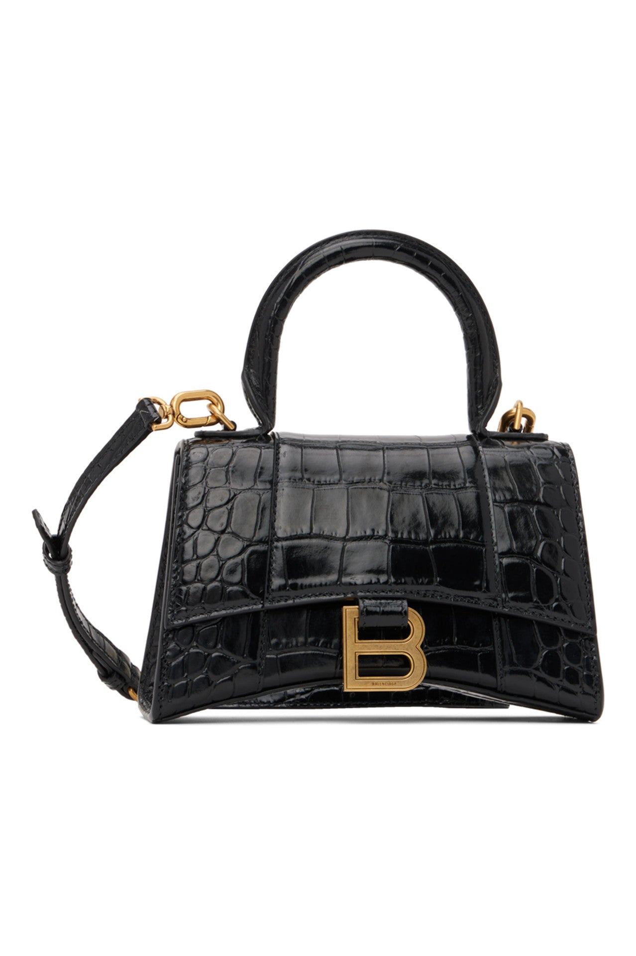LAB Black Colour Hourglass embossed leather chain Small Ladies Bag 9966