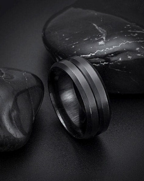 Black Plated Band Ring Stainless Steel Circle Premium Quality Men’s Ring 50236