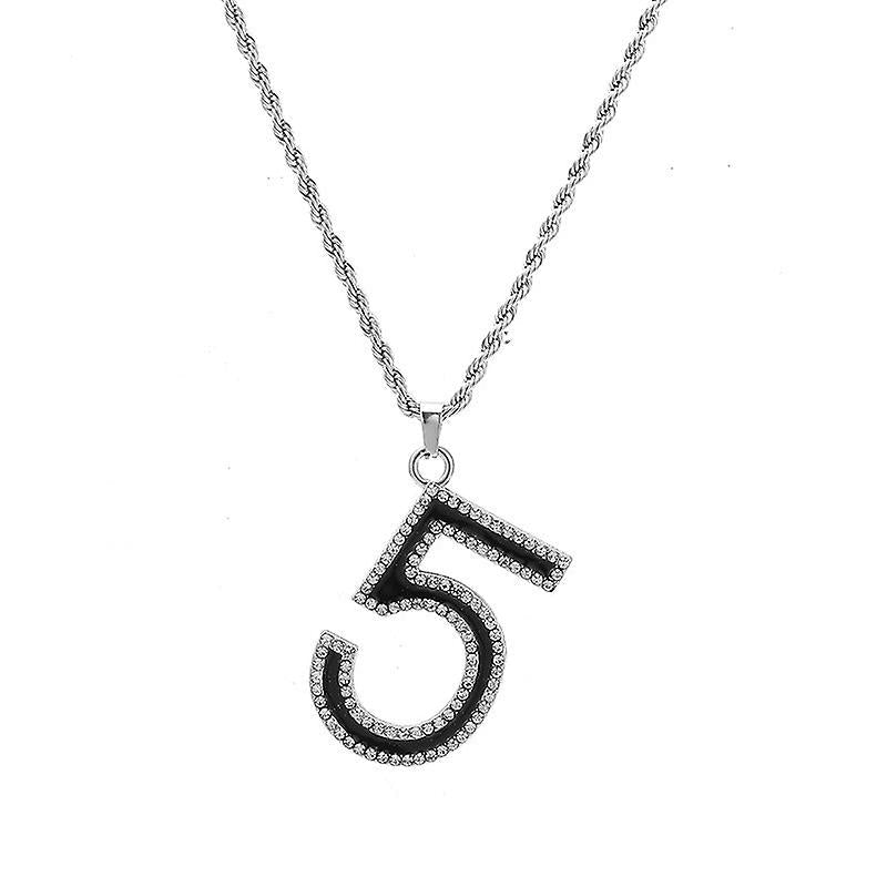 Sliver Men Number Pendant Necklace Chain 50312