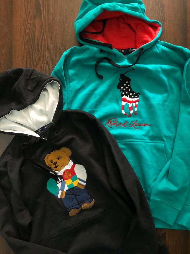 RL LOP POL Teal Colour Hoodie Teddy Bear Man Unisex 9152