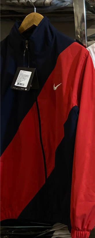 Nik Navy Blue Red Colour With Nik White Logo Parachute jacket
