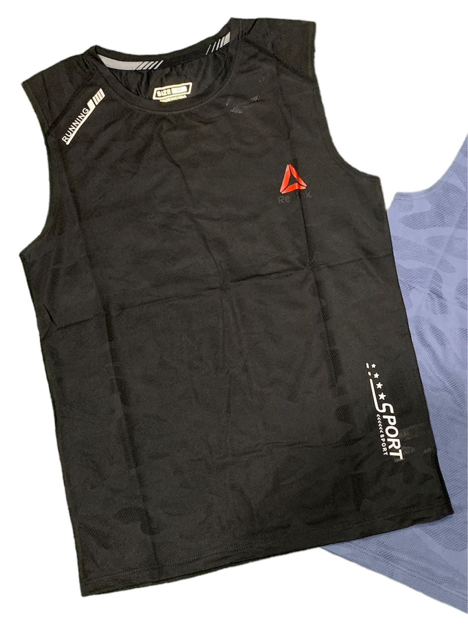 EER Black Colour Imported China Cut Sleeve Sports Ware Imported Sando 108646