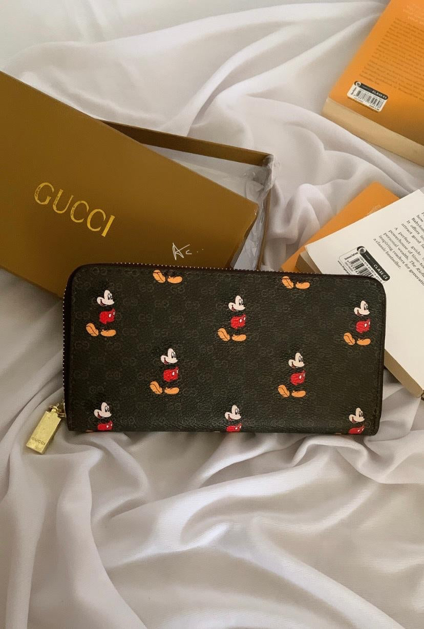 Cug Brown Colour Mickey Mouse Print Hand Ladies Clutch 2483