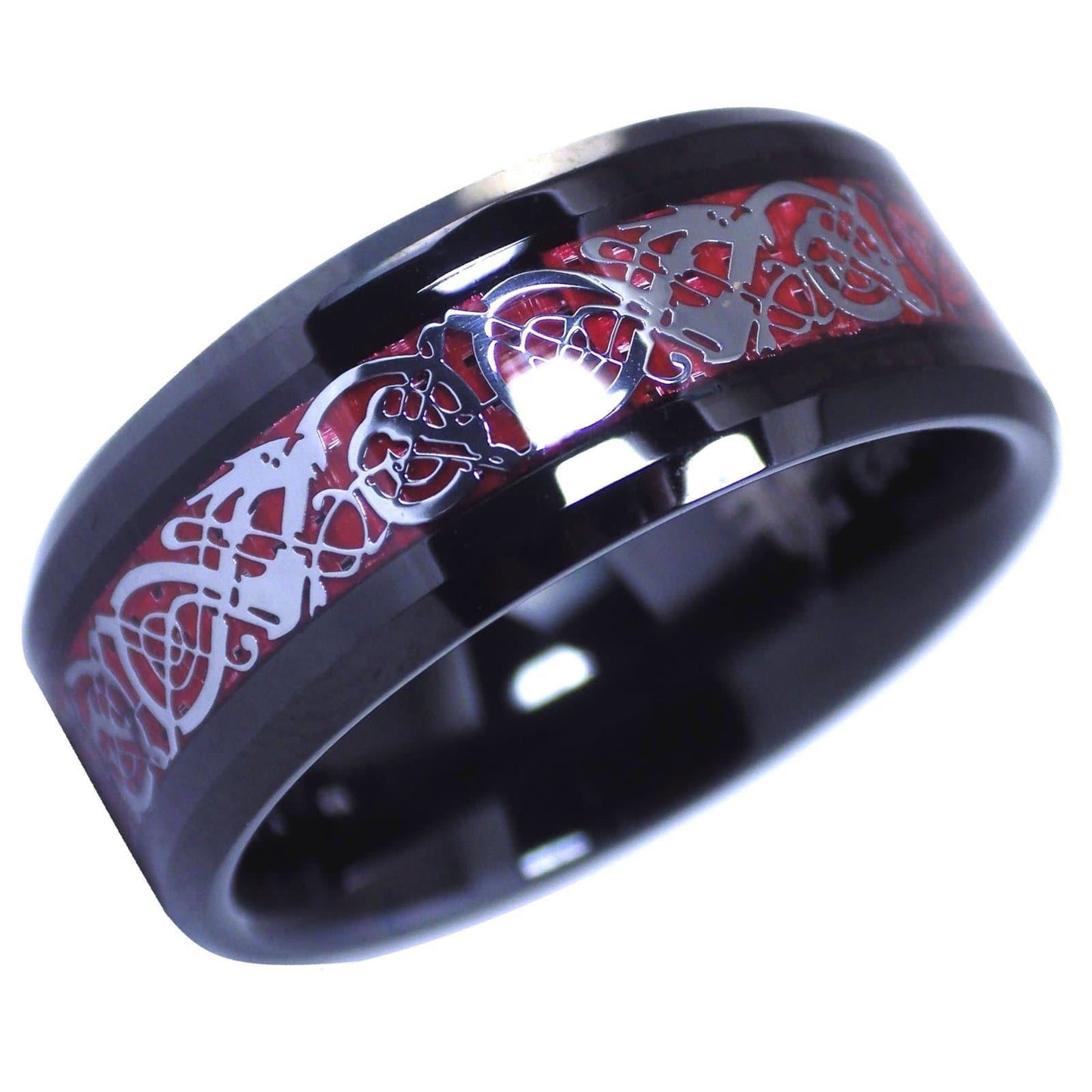 Black Red Color Stainless Steel Circle Plain Premium Quality Men’s Ring 50248
