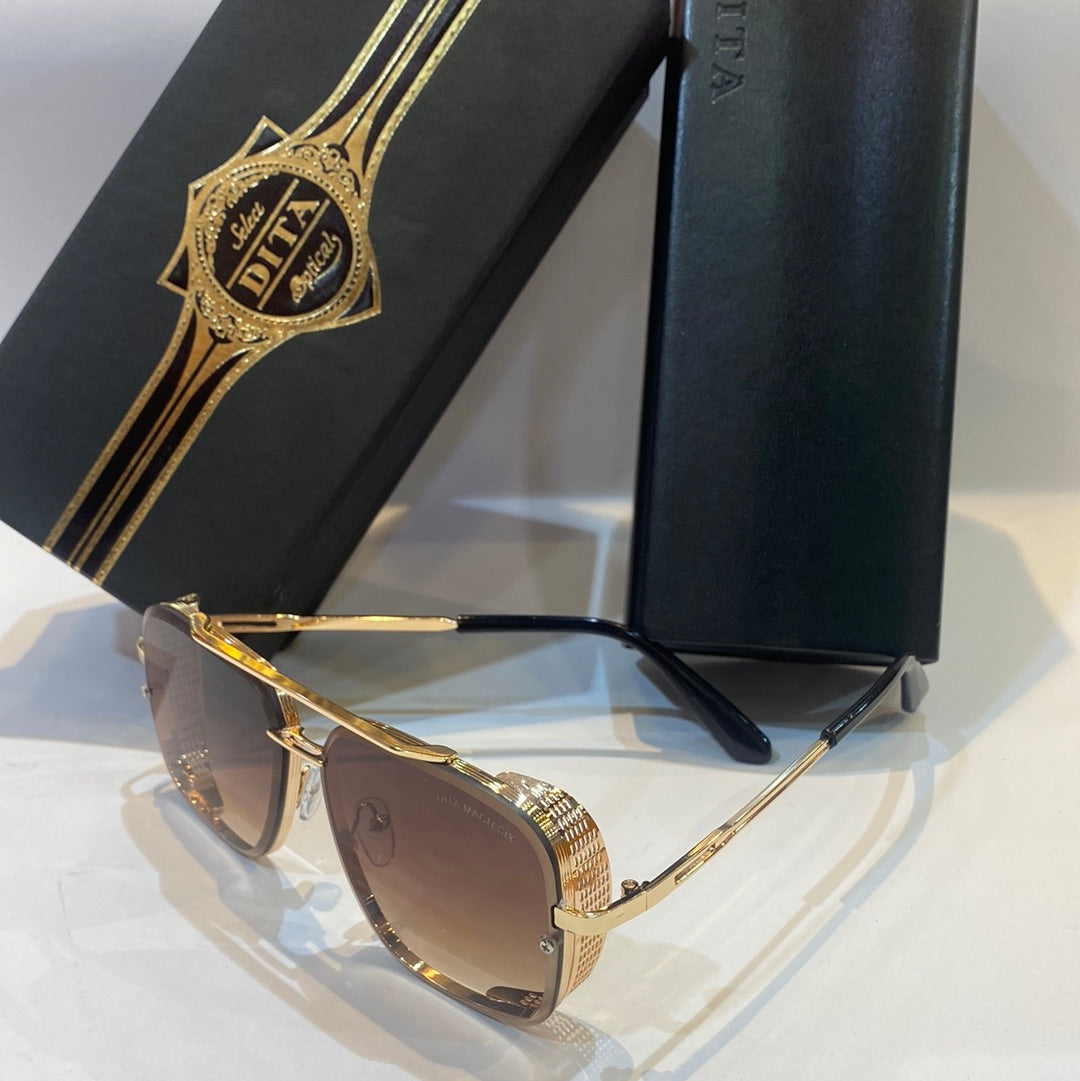 TID Gold Frame Brown Shade Unisex Branded Sunglasses 77 50 18-140