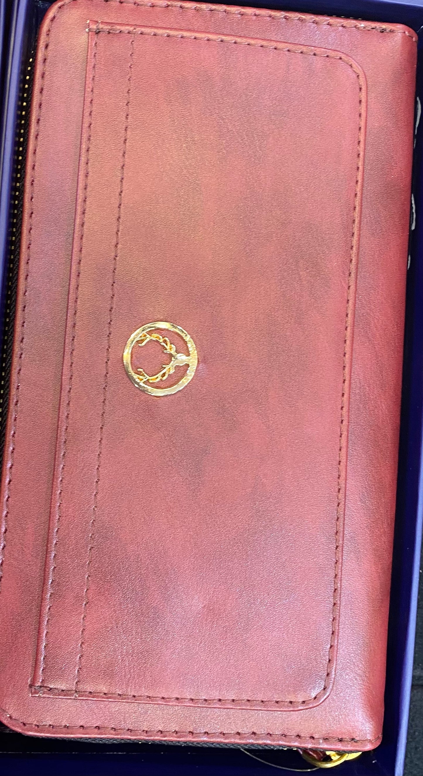 Allen Solly Multiple Colour Rose Gold Logo Genuine Leather Zipper Ladies Clutch