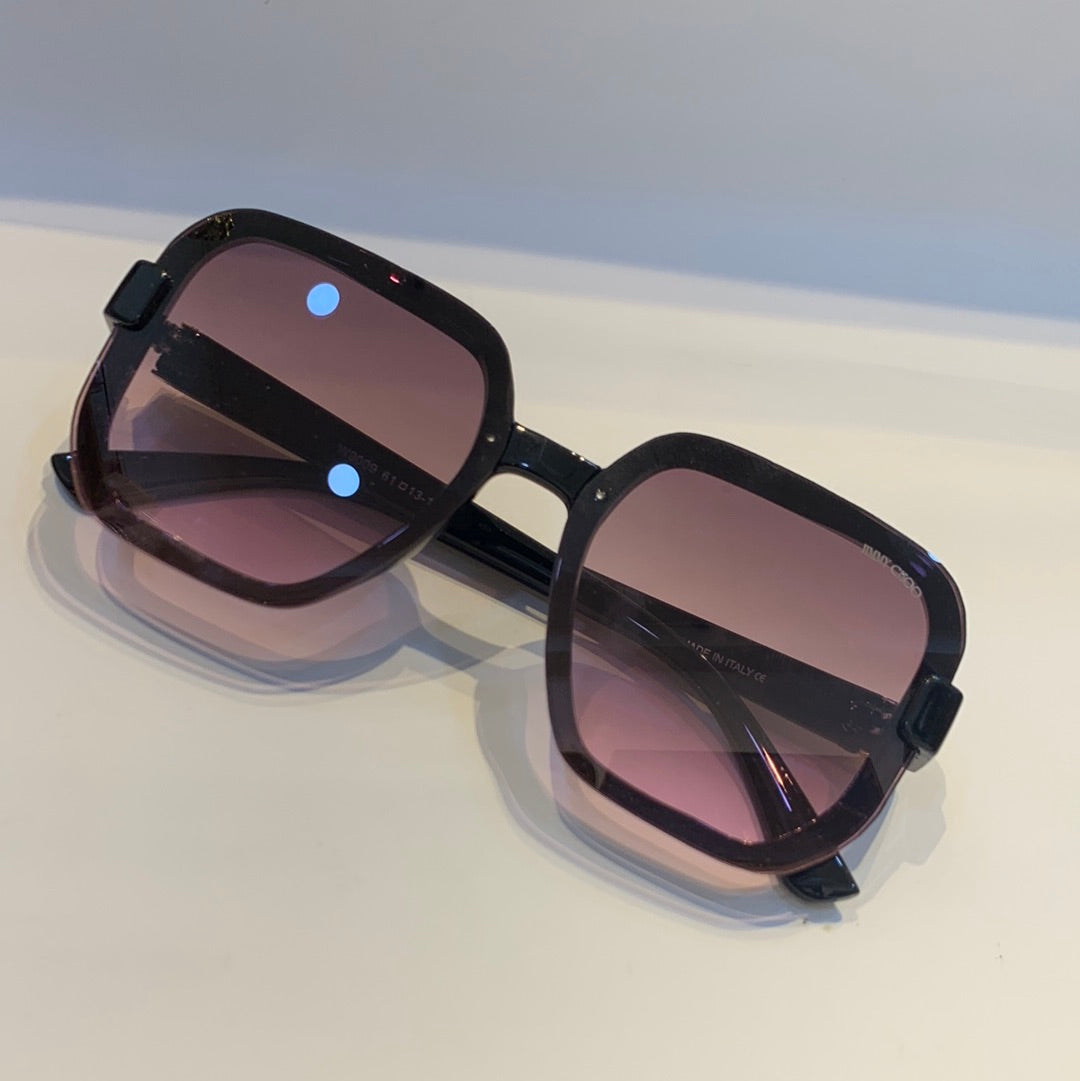 MIJ JIM Black Frame Pink Shade Unisex Sunglass W9009 61 13-143