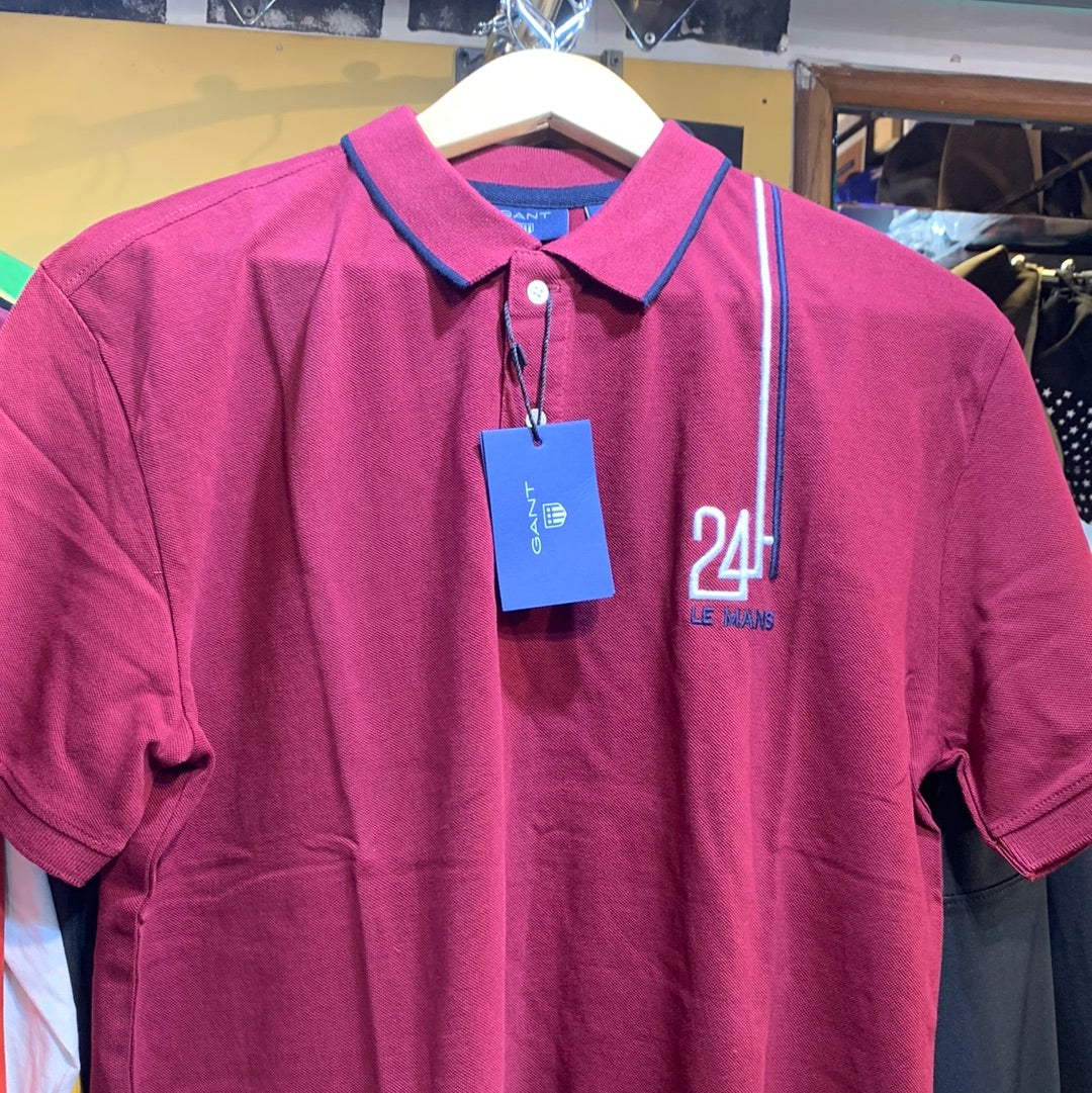 TNAG Maroon Colour White Logo 24 Print Collar Half Sleeves TShirt