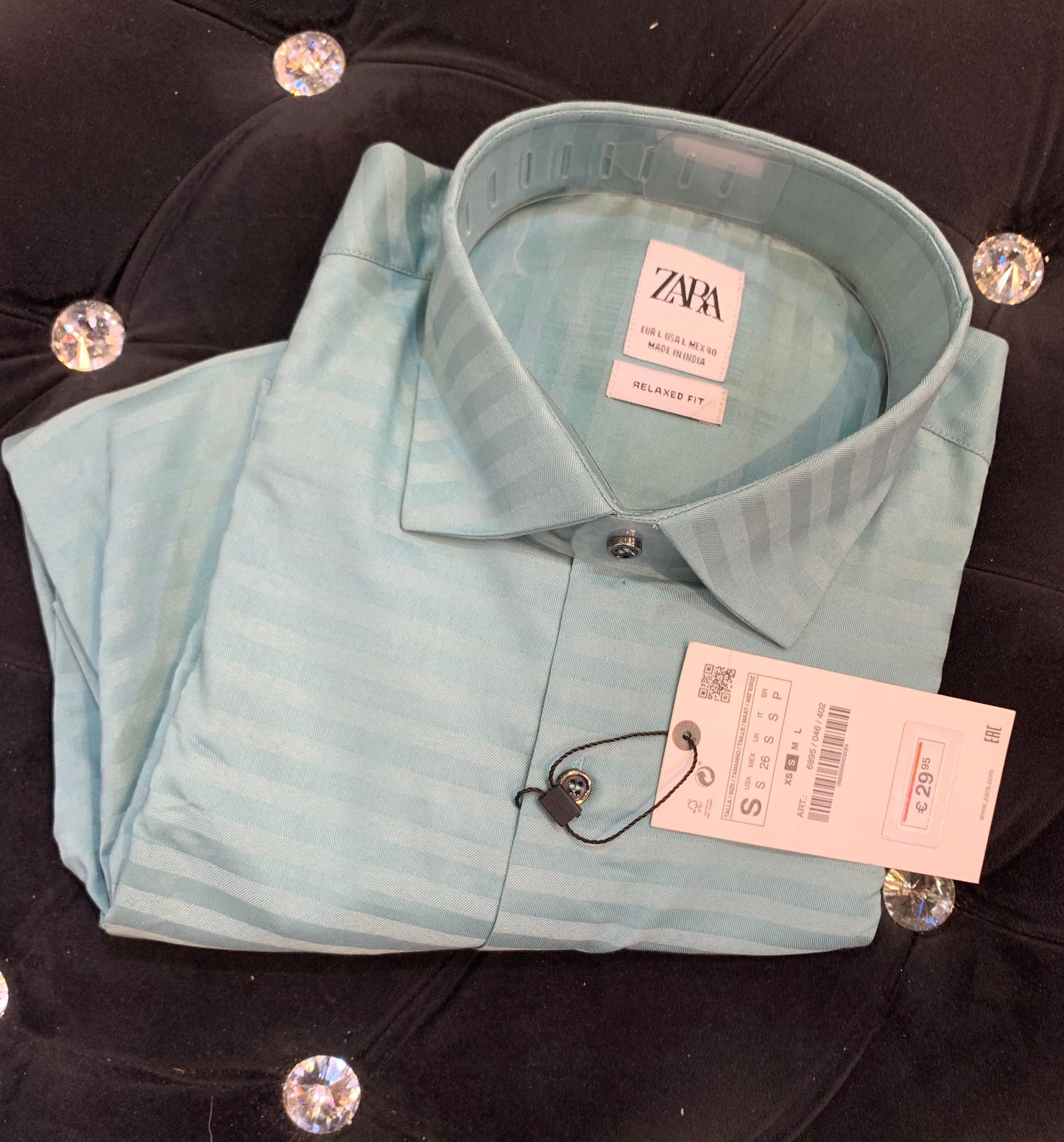 Zr Raz Teal Colour With Teal Line Plain Full Relaxed Fit Sleeve Shirt 402024