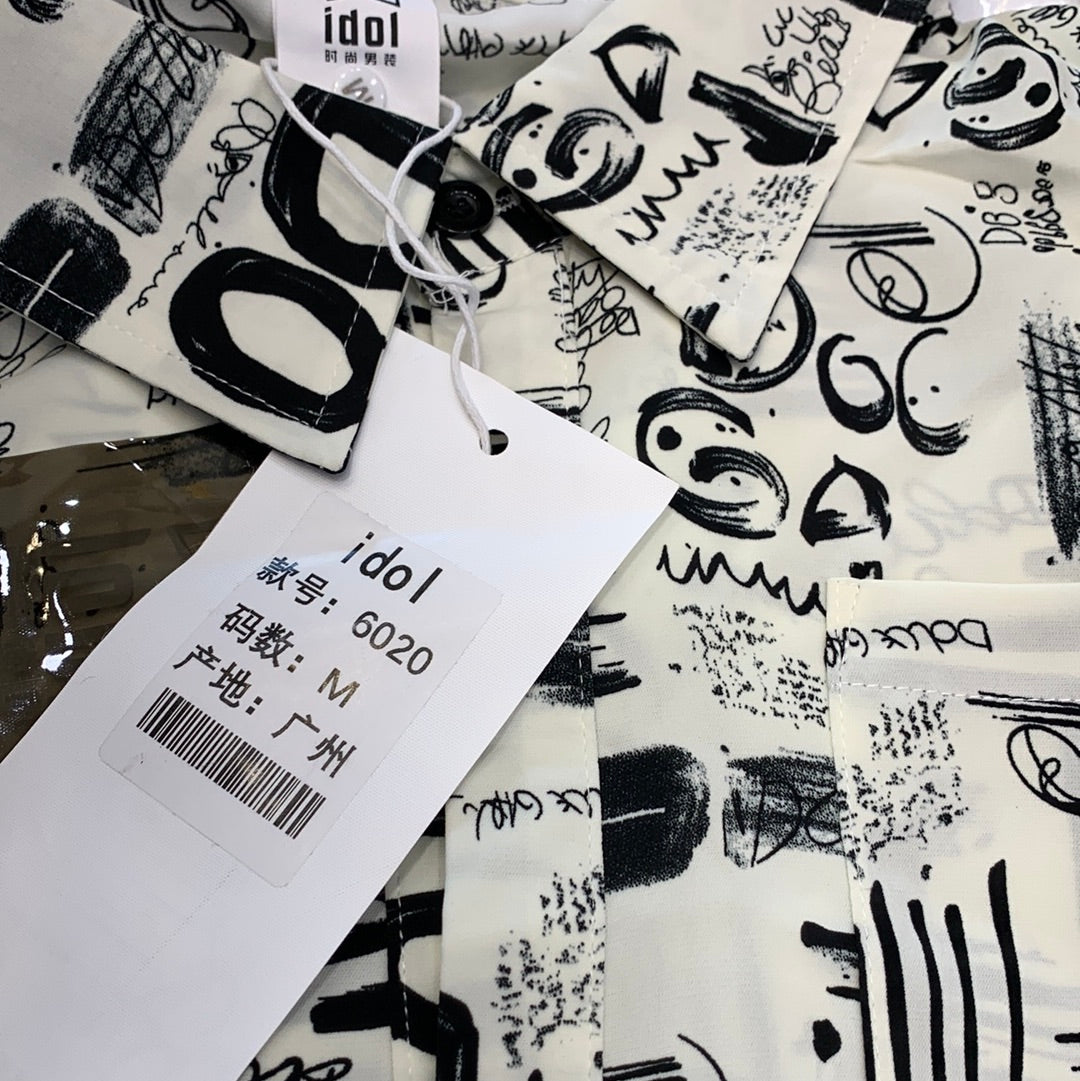IDOL White Colour With White Printed Premium Quality Shirt 6020