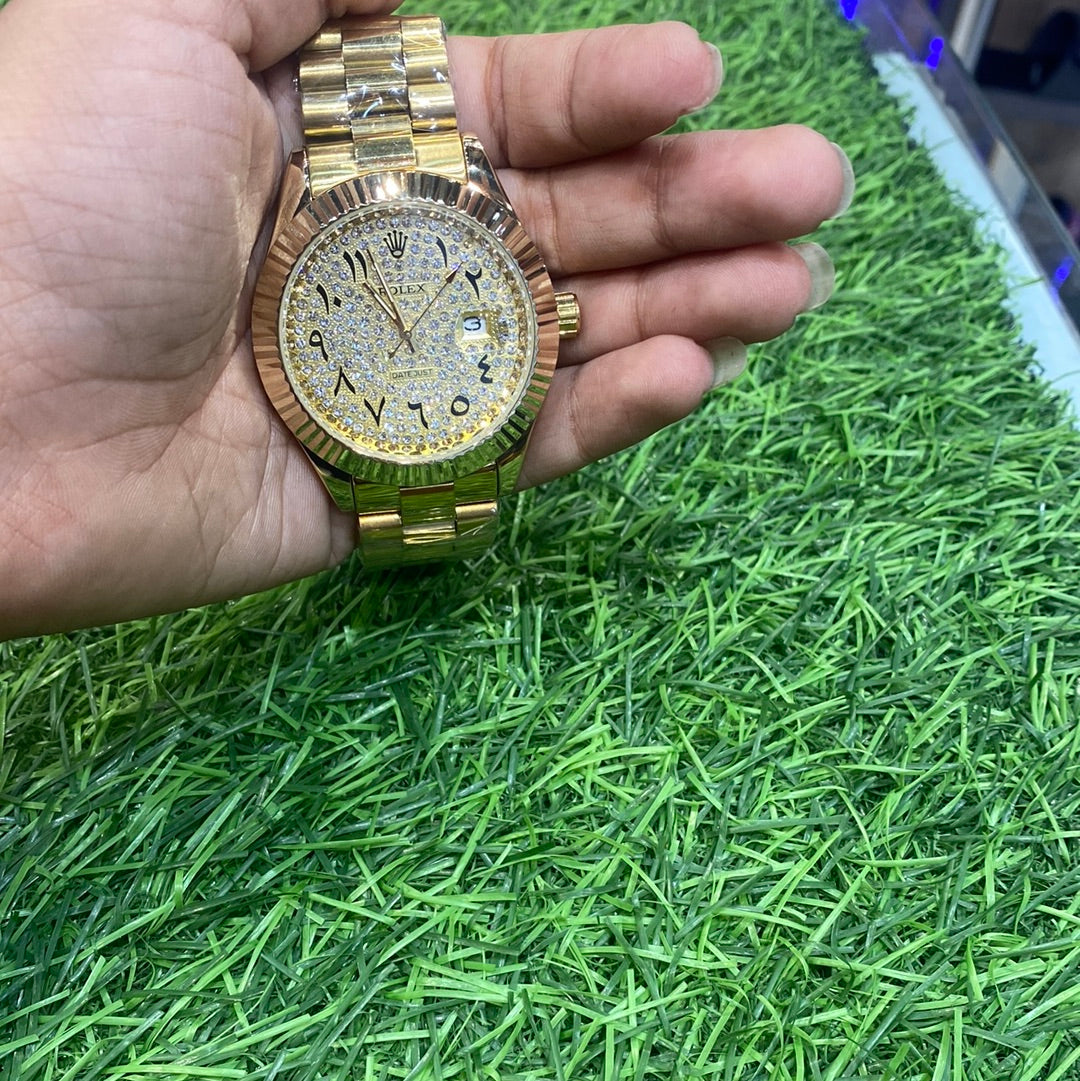 Lor Gold Chain Gold Diamond Dial Men Watch