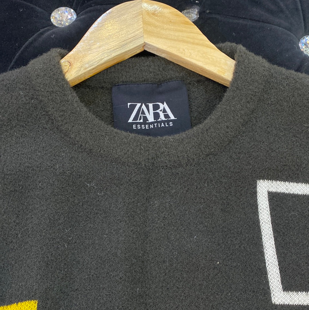 Dark Grey ZR Soft Square Design Sweater for Men Unisex 9110