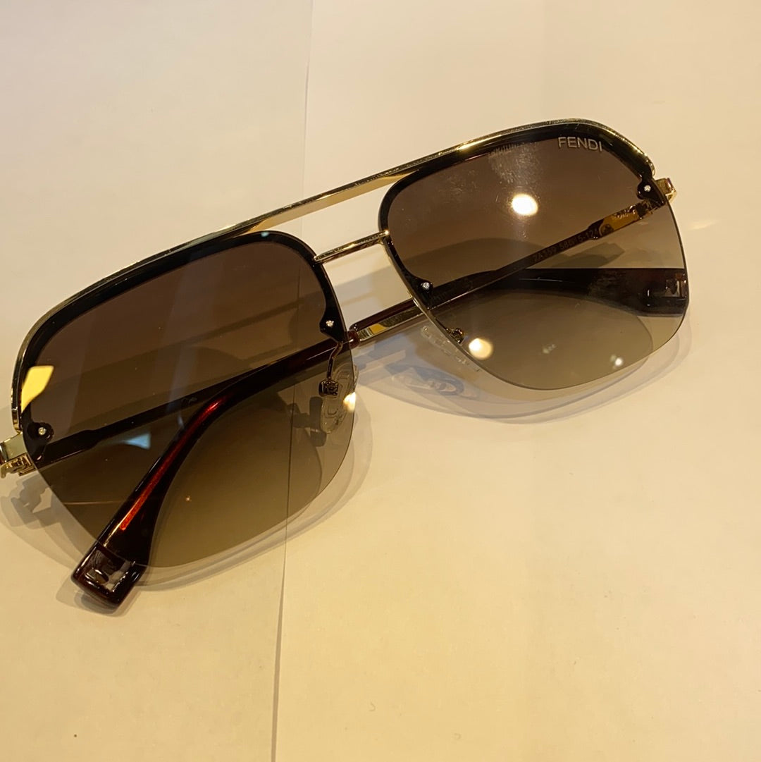 Gold Frame Printed Branded Luxury Sunglasses 2A359 58 15-124