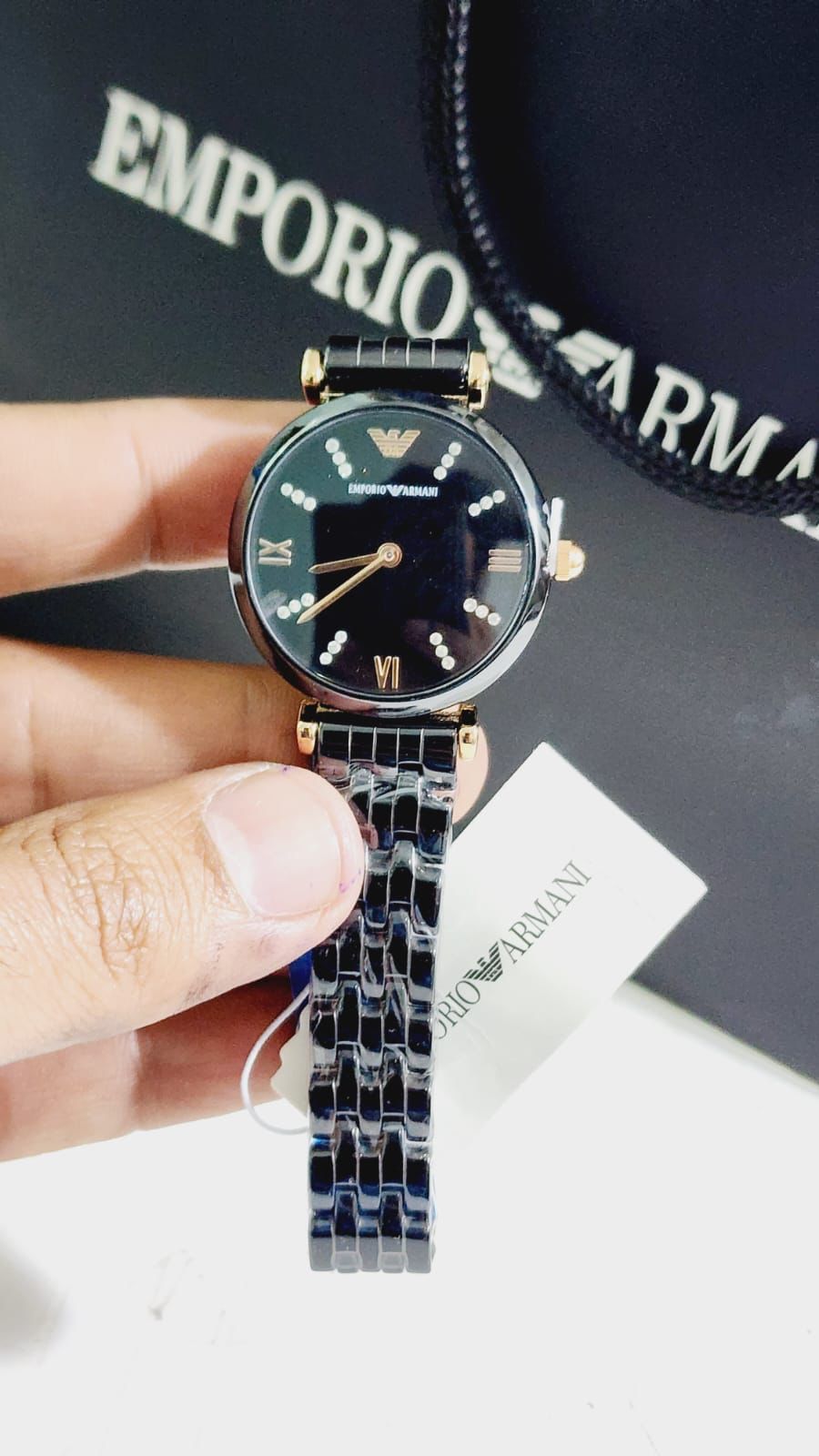 MRA Black Chain White Copper Dial Ceramica Ladies Watch 401906