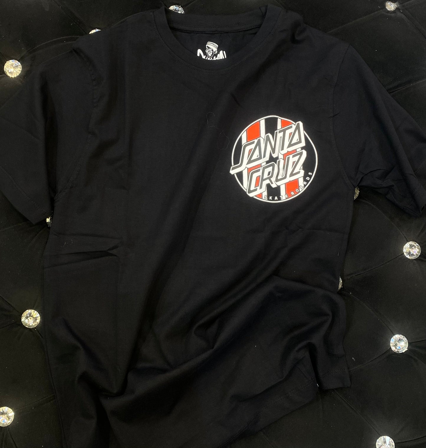DHAKKAN AHD Black Colour With Santa Logo Back Print Lycra Cotton Fabric TShirt 20874