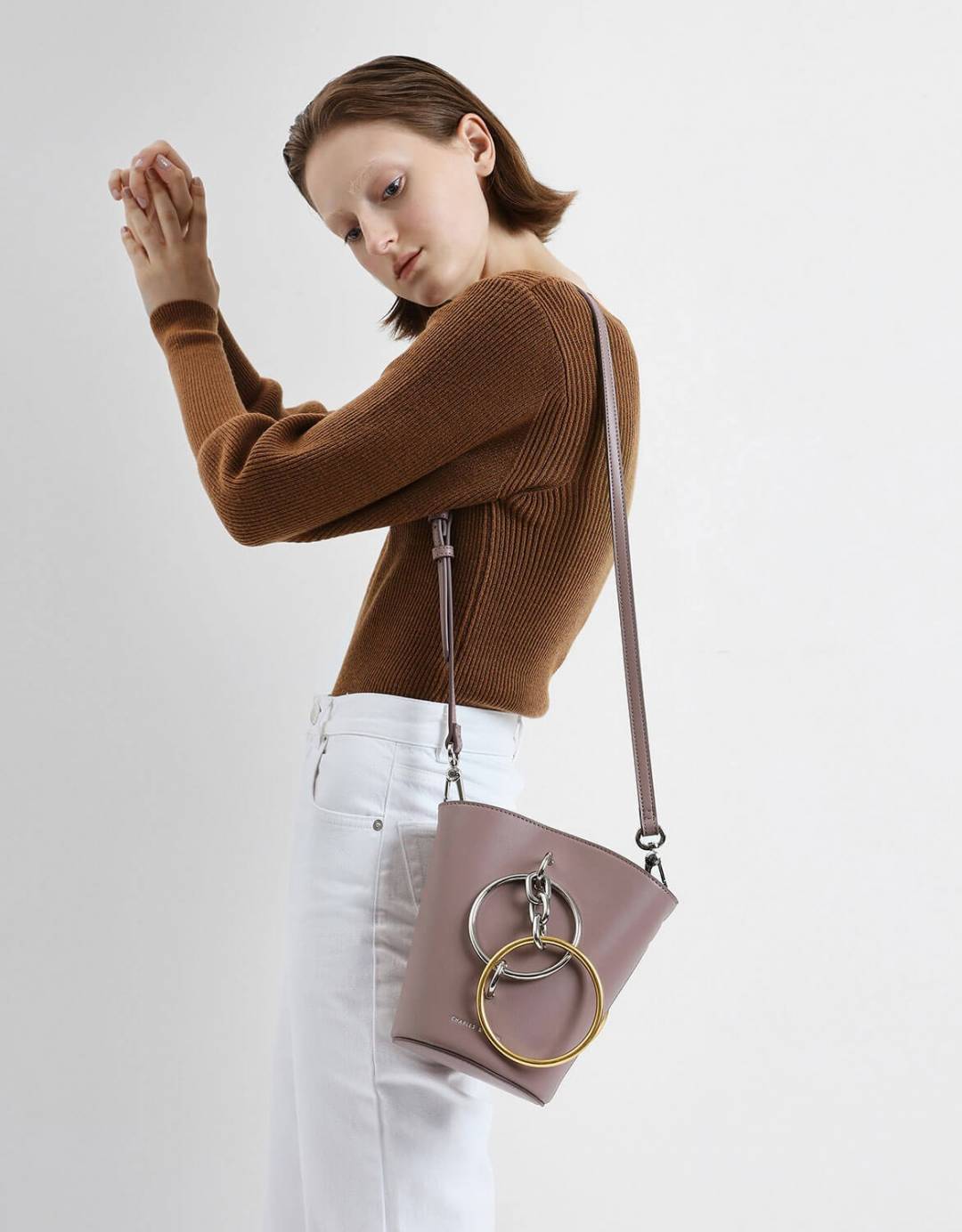 Purple Colour Charles & Keith Ladies Hand Bag
