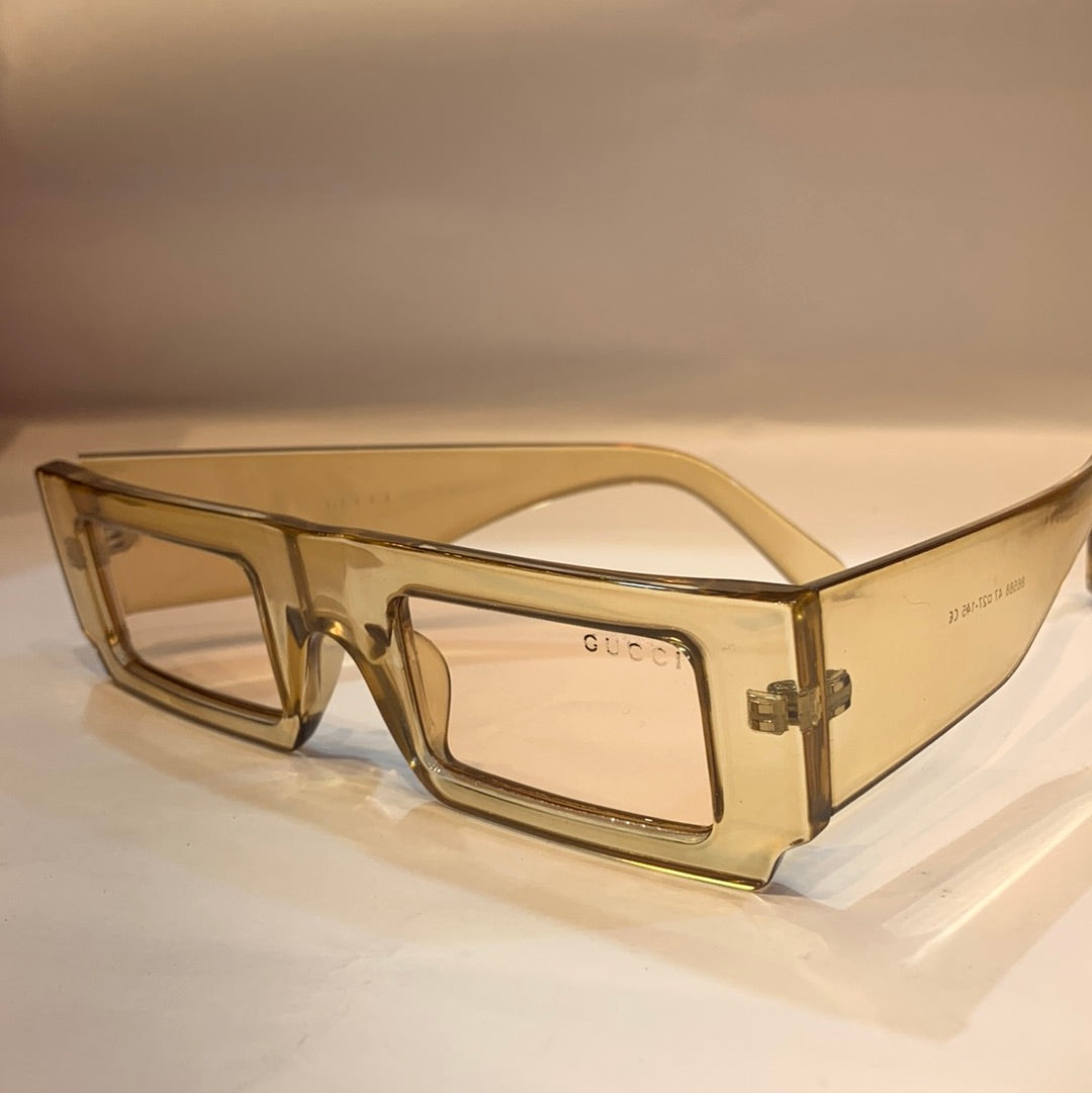 CUG Glossy Gold Print Frame Gold Shade Unisex Sunglass 86588 47 27 145