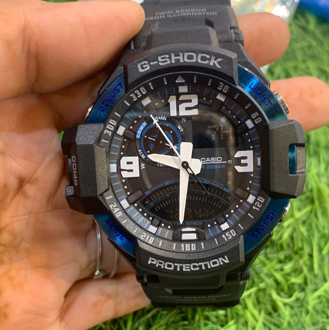 HSG Black strap light blue dial water resistant watch Sports Watch 600159