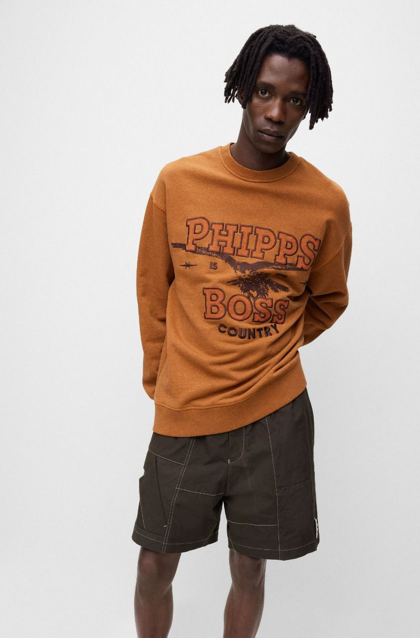 SOB Orange Colour Orange Print Full Sleeves SweatShirt