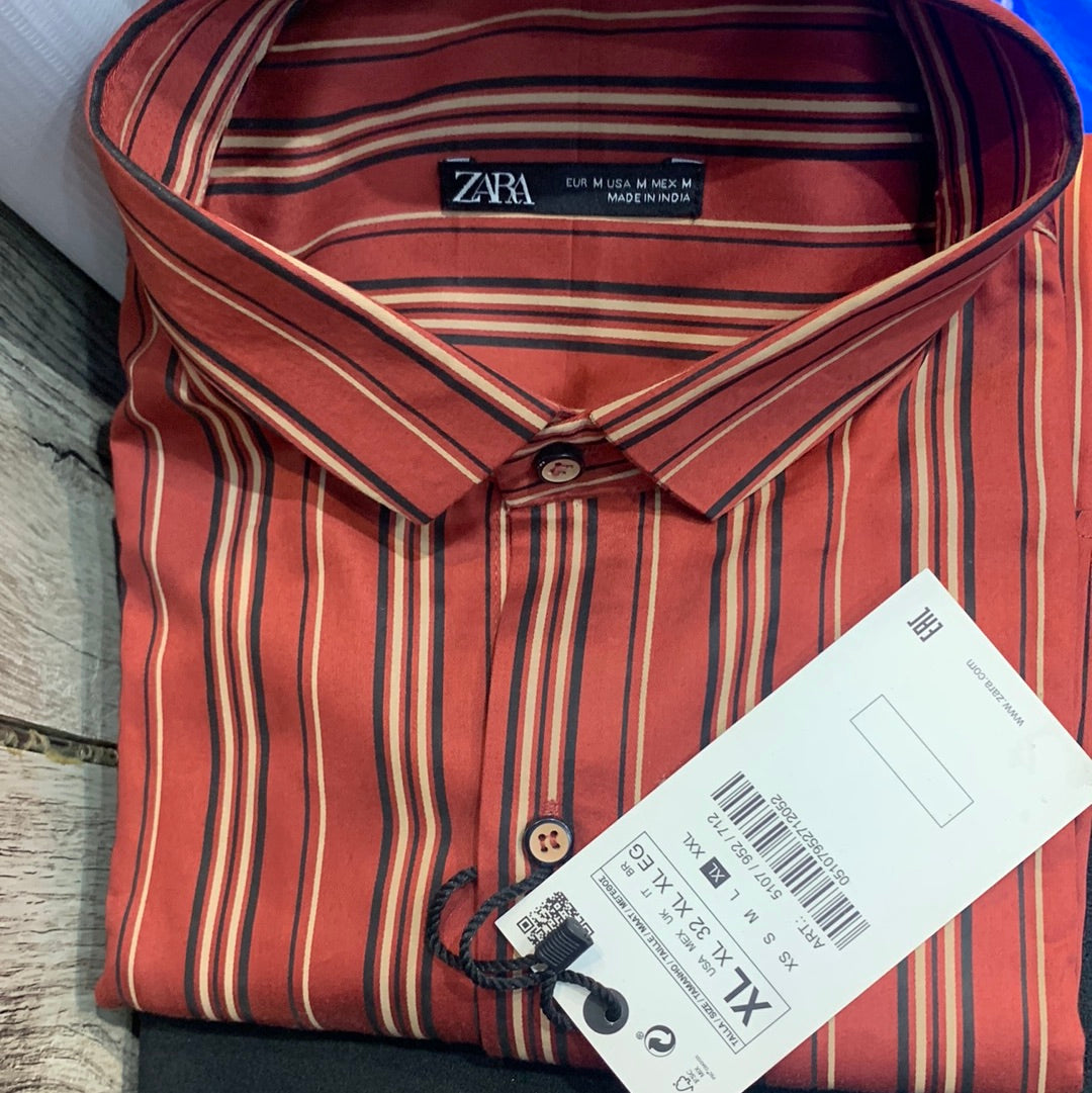 Maroon white Beage Colour Lines Zar raz zr Shirts 110095